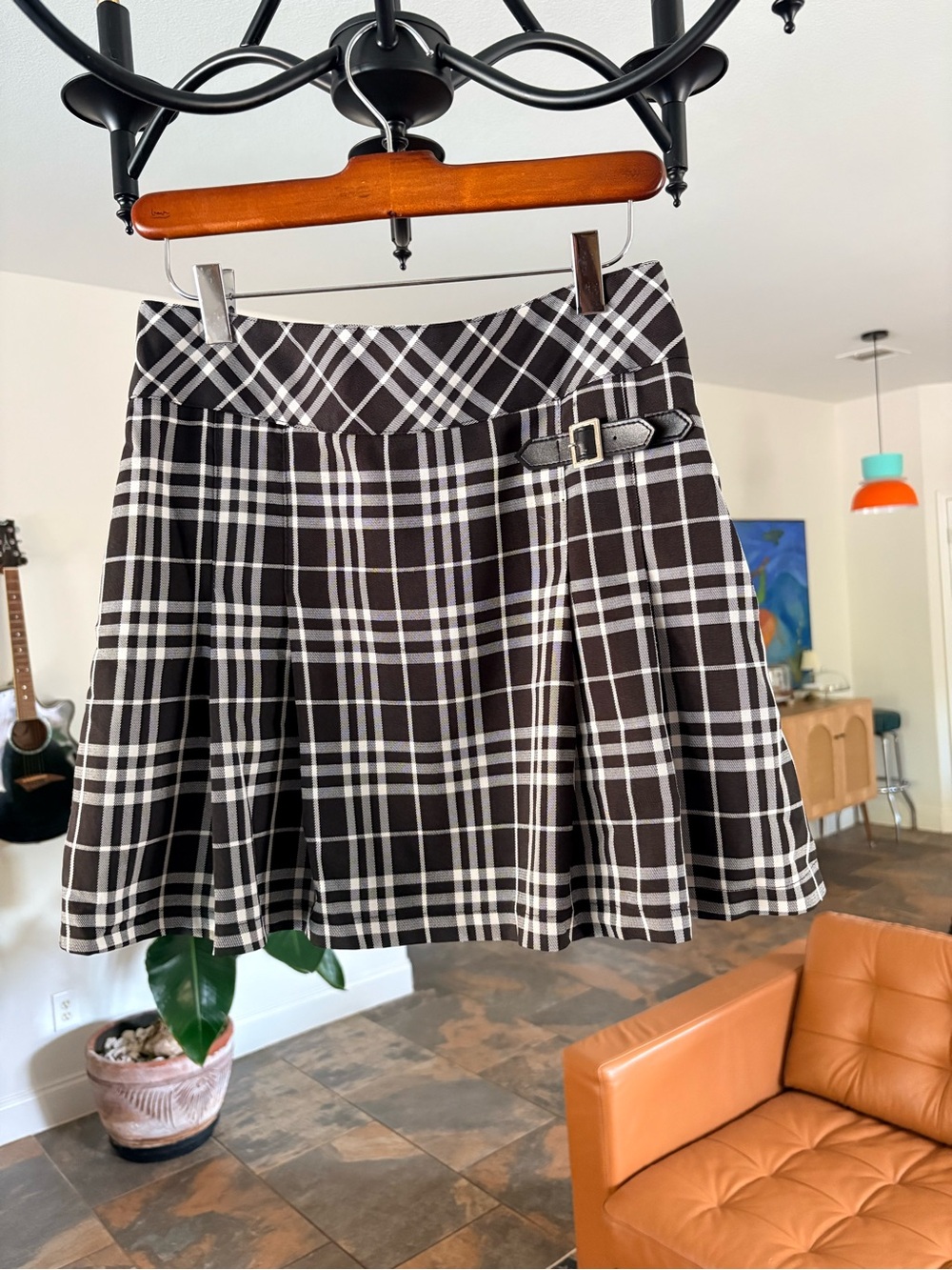 LEF Vintage Plaid Pleated Kilt Mini Skirt